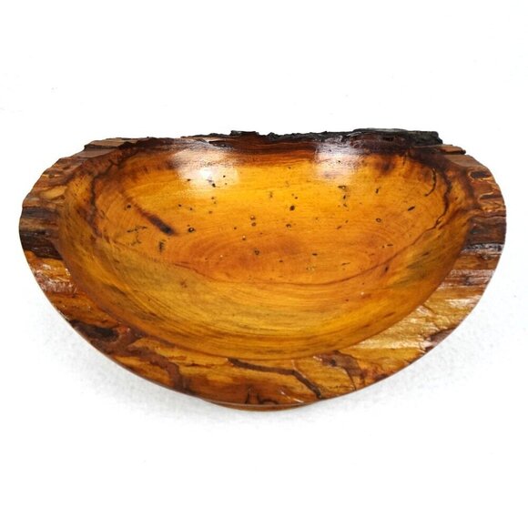 Live Edge Wood Bowl Footed Oval Hand Crafted Decor Fruit Candy 11" x 9" x 4.5" - Picture 7 of 14